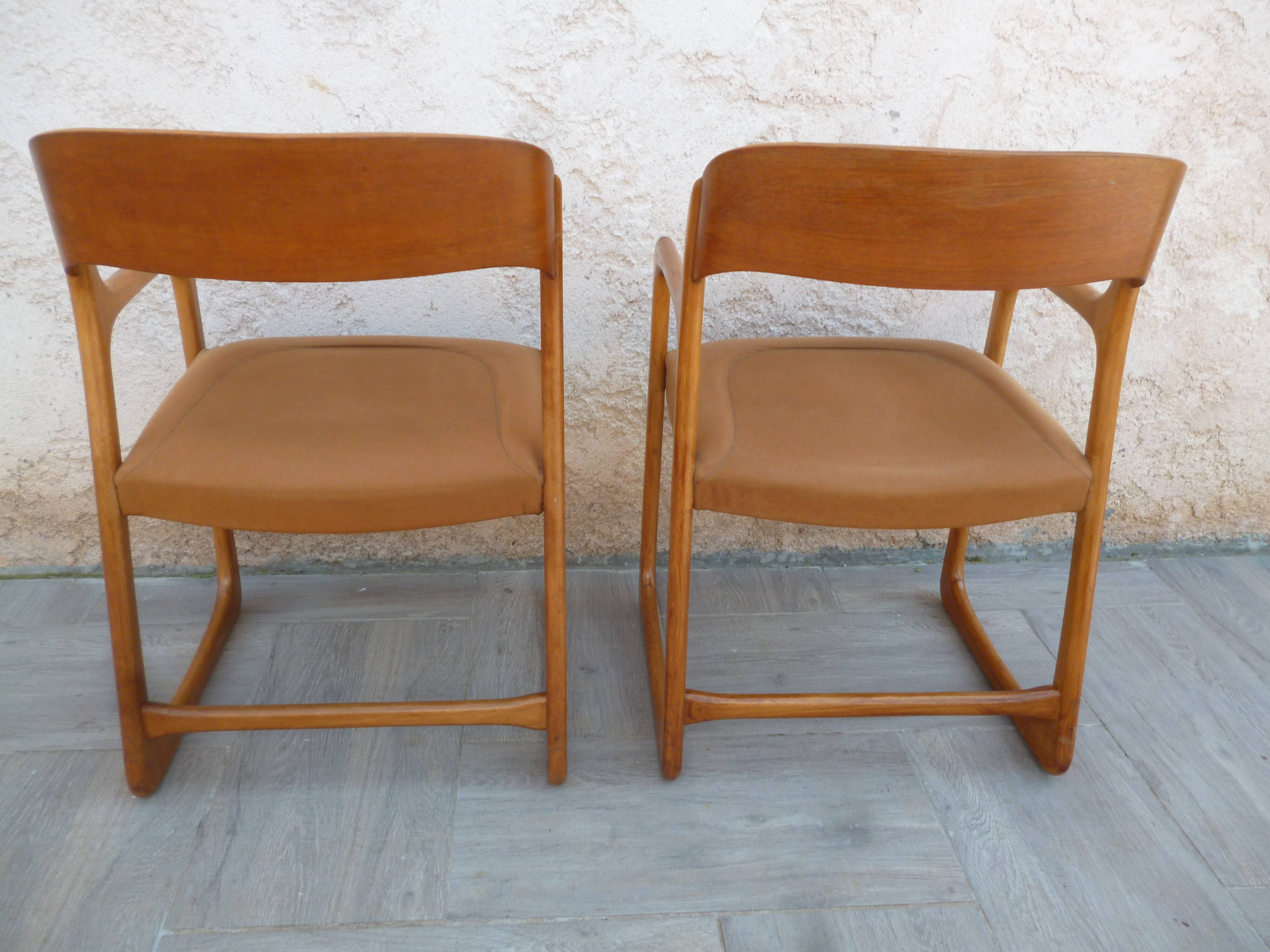 Pair of Baumann armchairs model sled