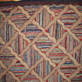 Old american carpet hooked handmade 88cm x 252cm 1880s