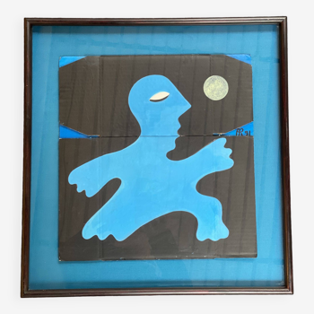 L’homme bleu Huile sur carton - Alain rothstein