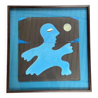 The Blue Man Oil on cardboard - Alain Rothstein