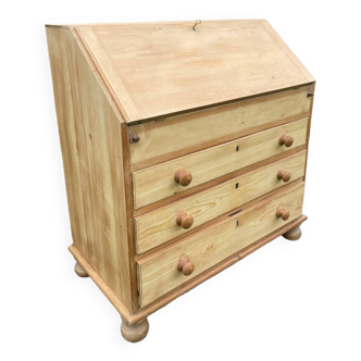 Bureau scriban anglais XIXe en pin massif