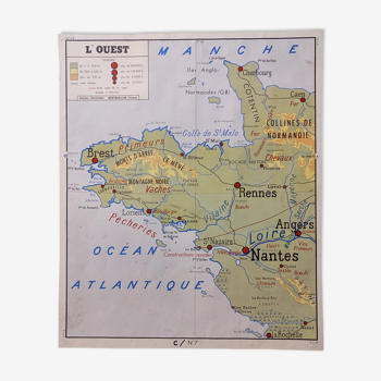 Carte scolaire ancienne l'ouest et les Pyrénées