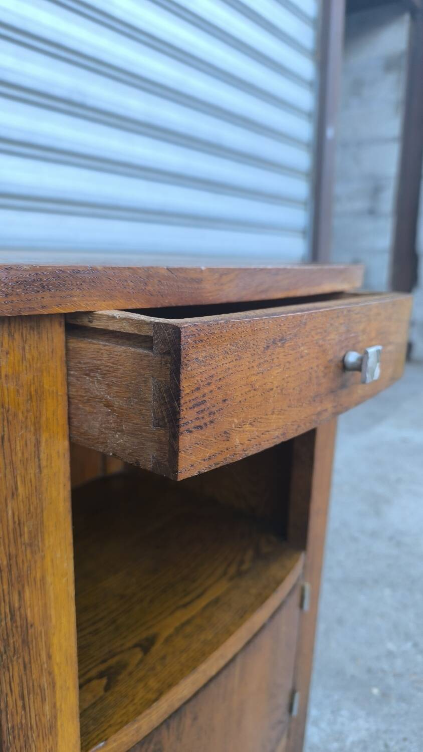 Art Deco bedside table in solid oak