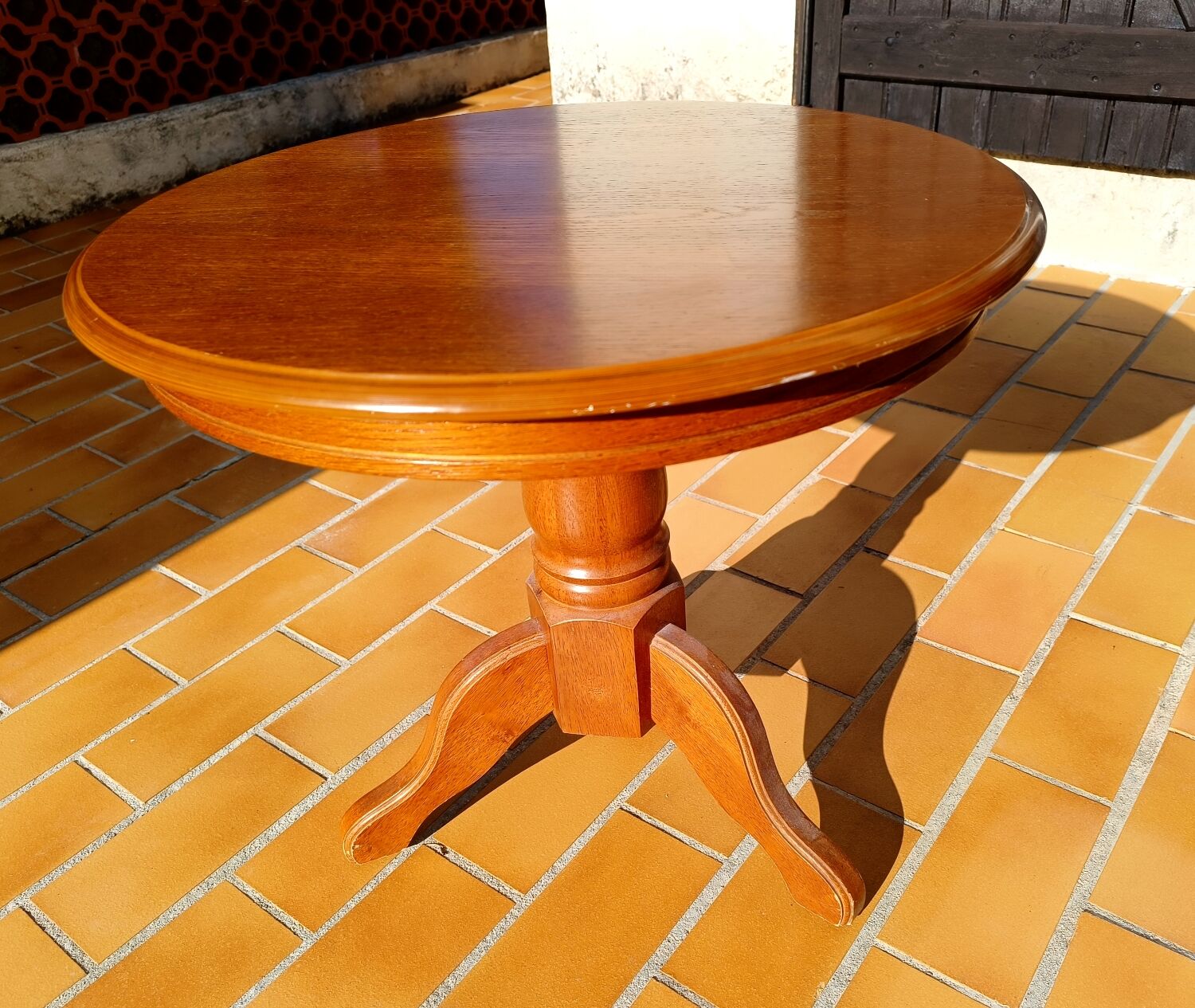 Round wooden coffee table