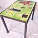 Children's coffee table, 70s with naïve drawing on ceramics, iron frame