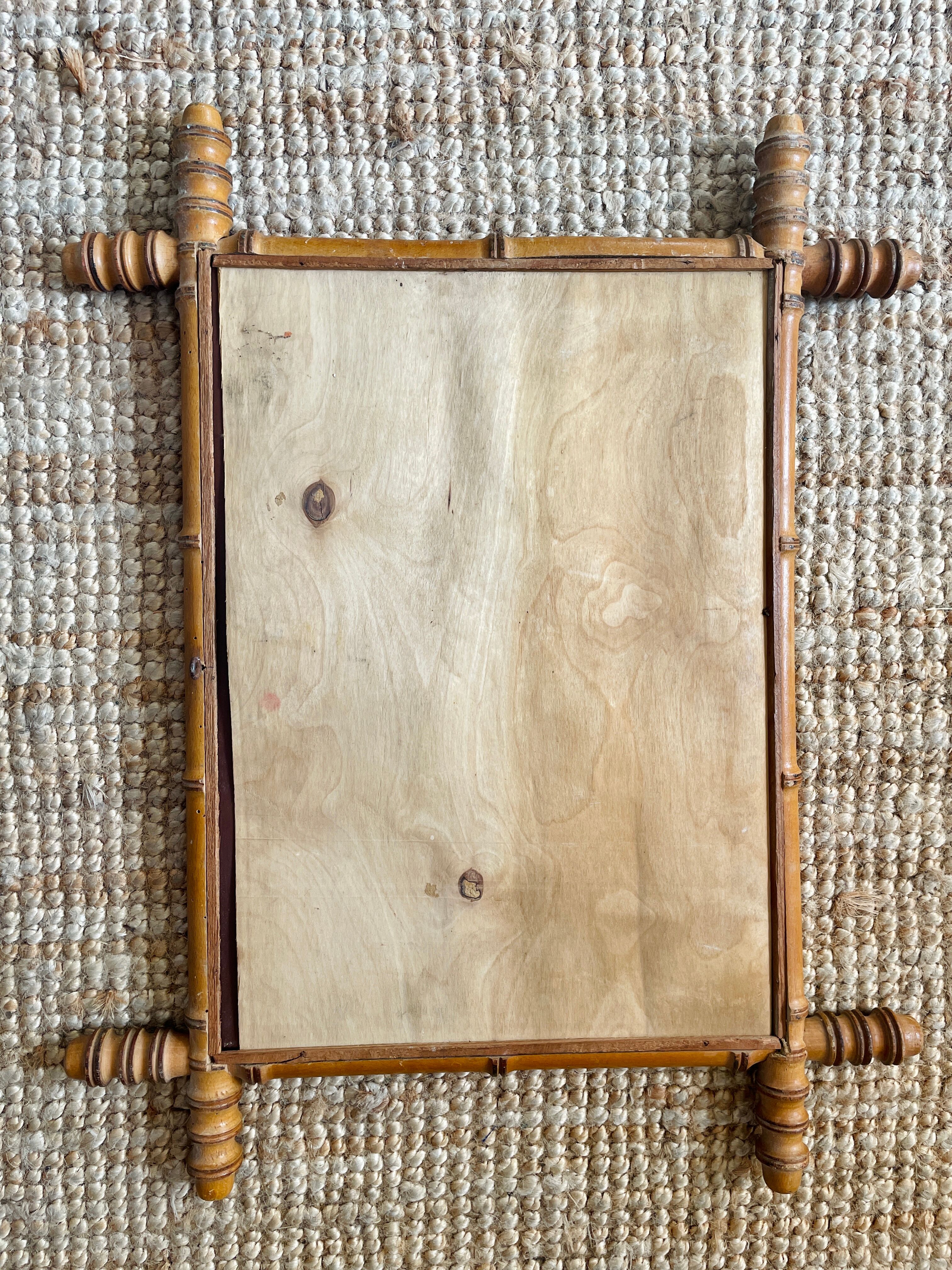 Wood mirror carved bamboo style