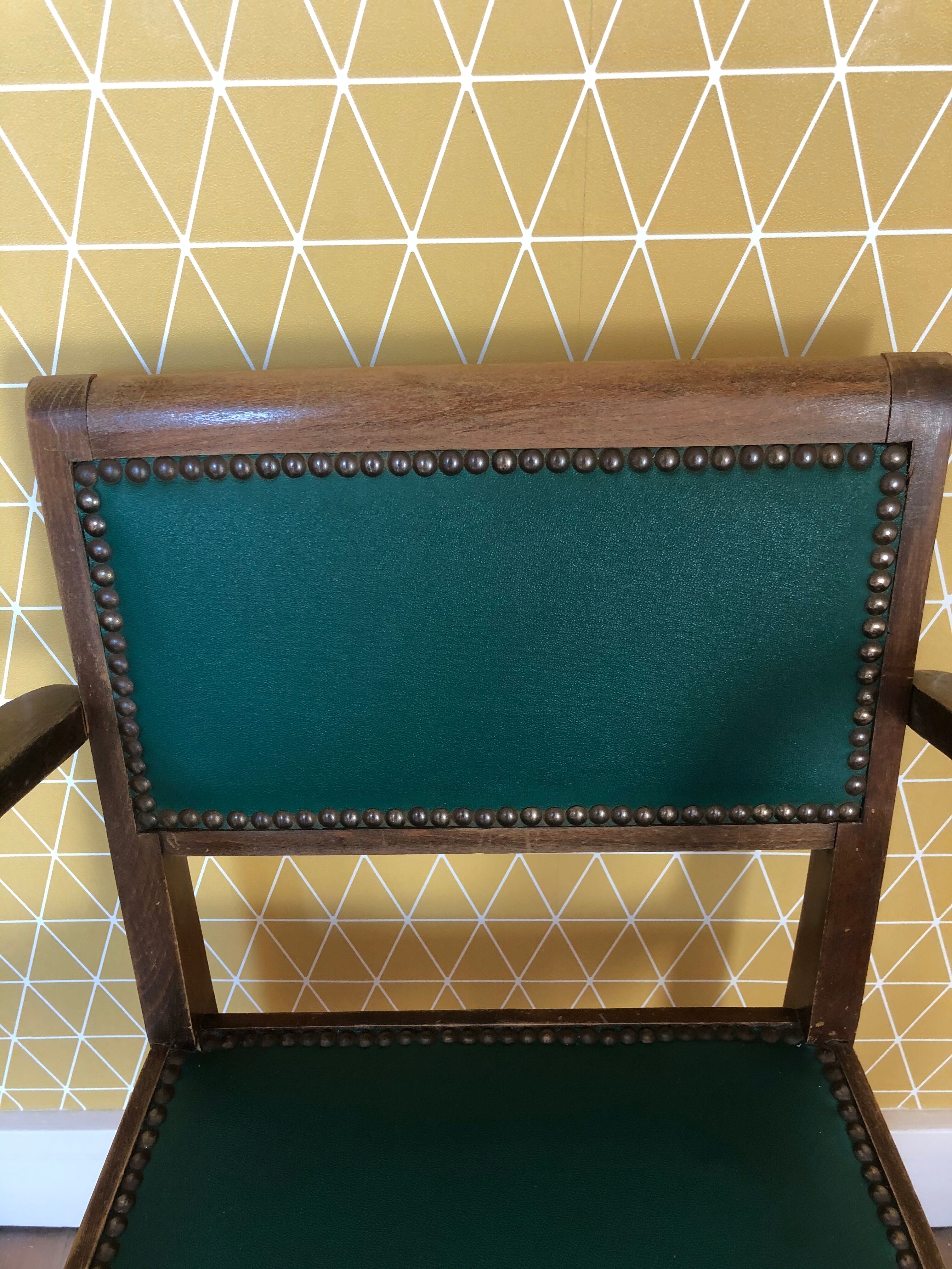 Fauteuil bridge vert années 50