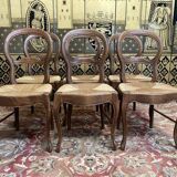 Set of 6 Louis Philippe style straw chairs
