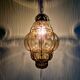 Venetian pendant light in blown glass and wrought metal, mid-20th century