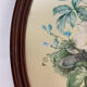 Peinture sur soie bouquet de fleurs dans cadre ovale