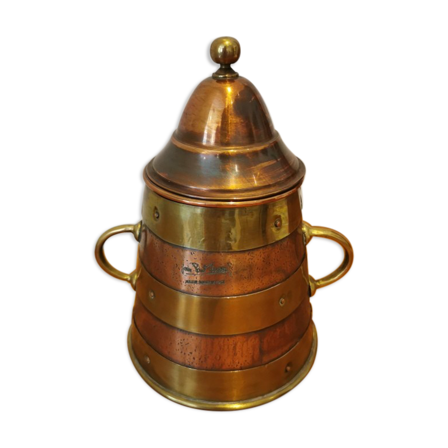 Copper and brass pot Jean Paul Thévenot
