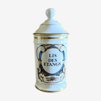 Pharmacy pot "Lis des Etangs" in Limoges porcelain