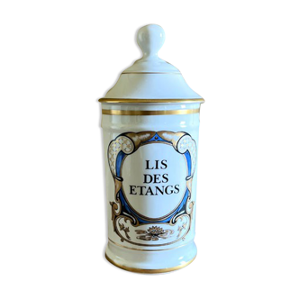 Pharmacy pot "Lis des Etangs" in Limoges porcelain