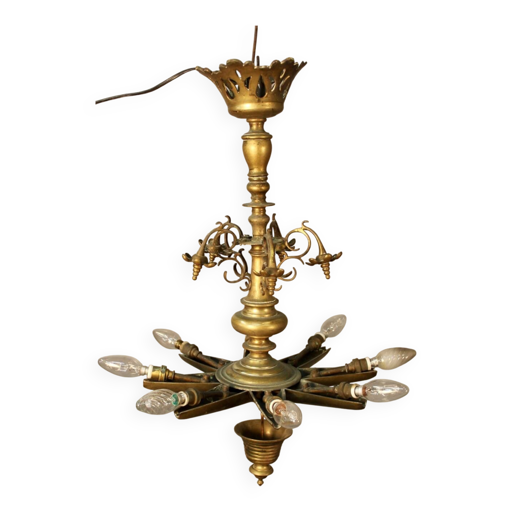19th Century Bronze Synagogue Chandelier