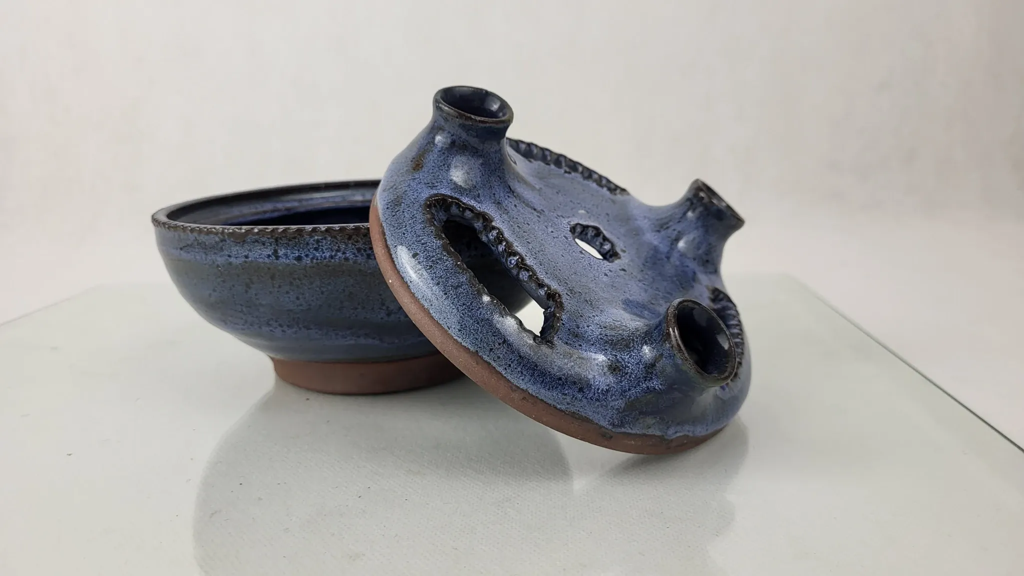 Flower vase in stoneware Pierlot / Ratilly / Puisaye