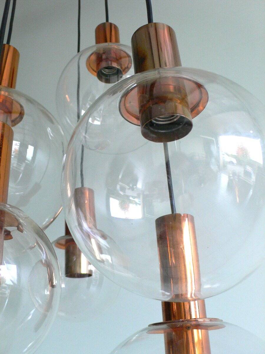 Large Copper & Glass Pendant Lamp from Raak, 1960s