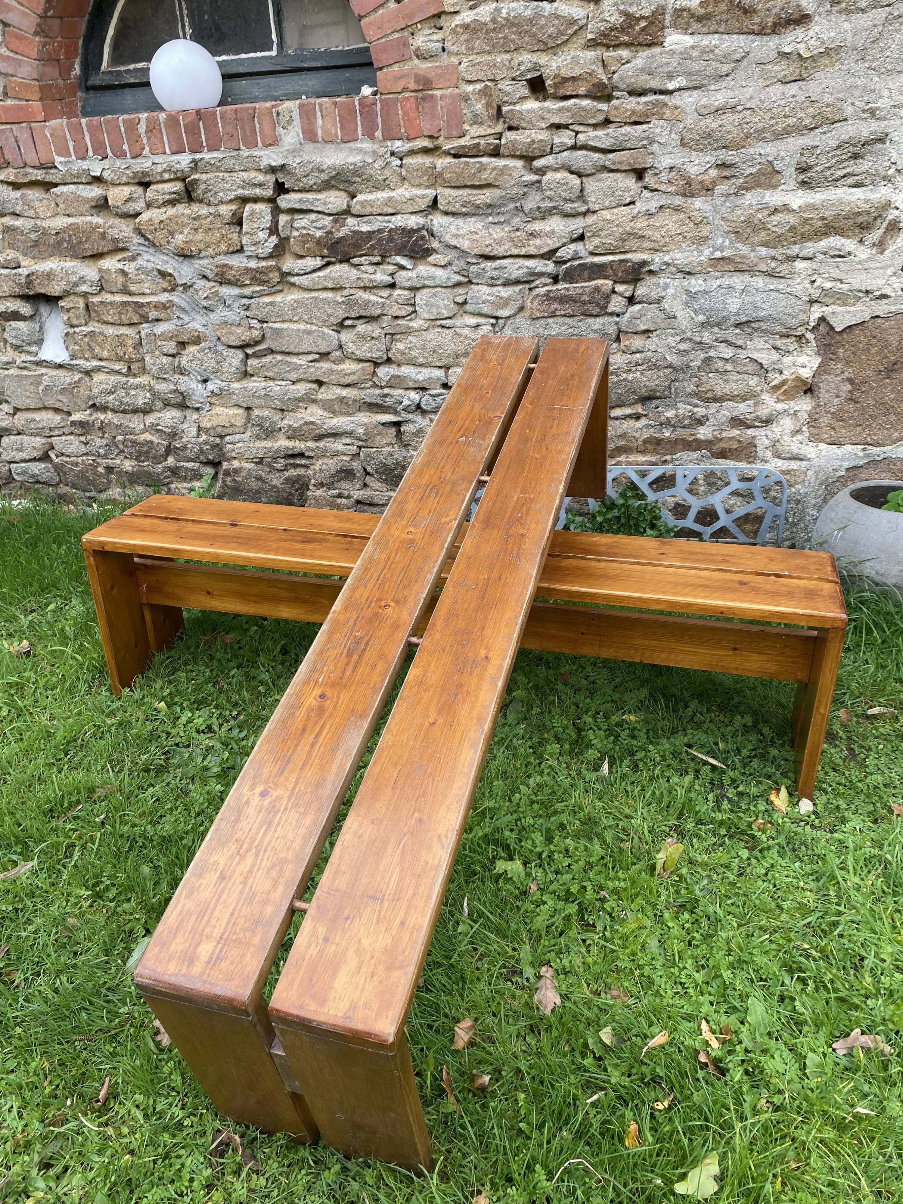 Charlotte Perriand Pair of benches Les Arcs 1600