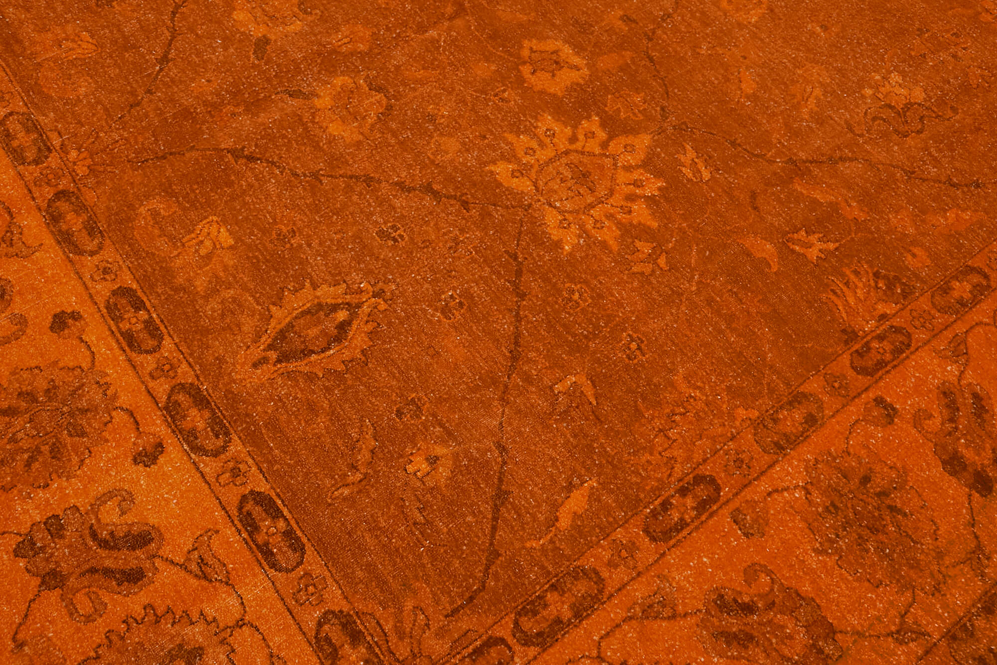 Handmade Oriental Decorative 1980s 267 cm x 372 cm Orange Wool Carpet