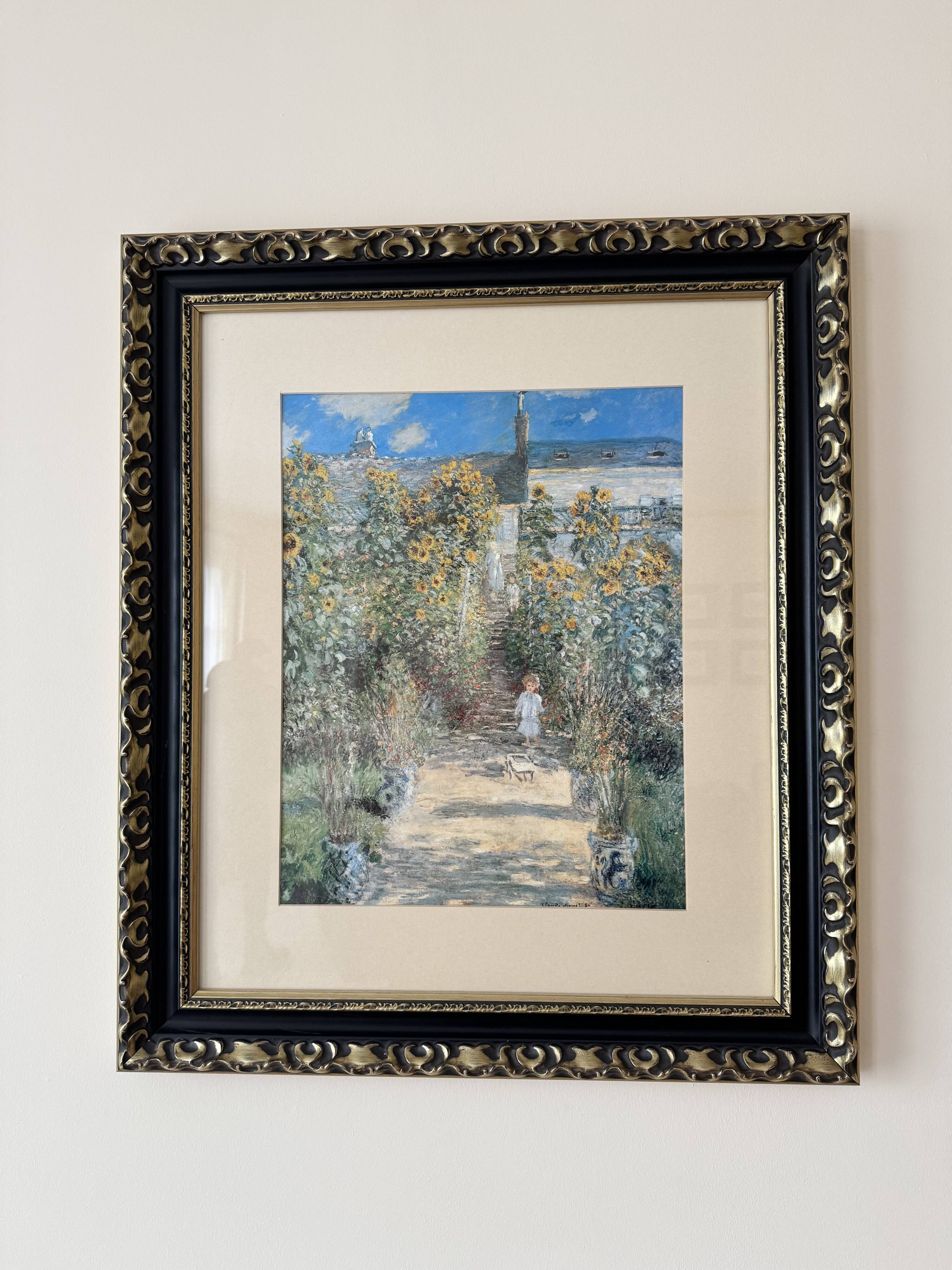 Tableau encadré reproduction Monet "Le Jardin à Vétheuil" 85x73 cm