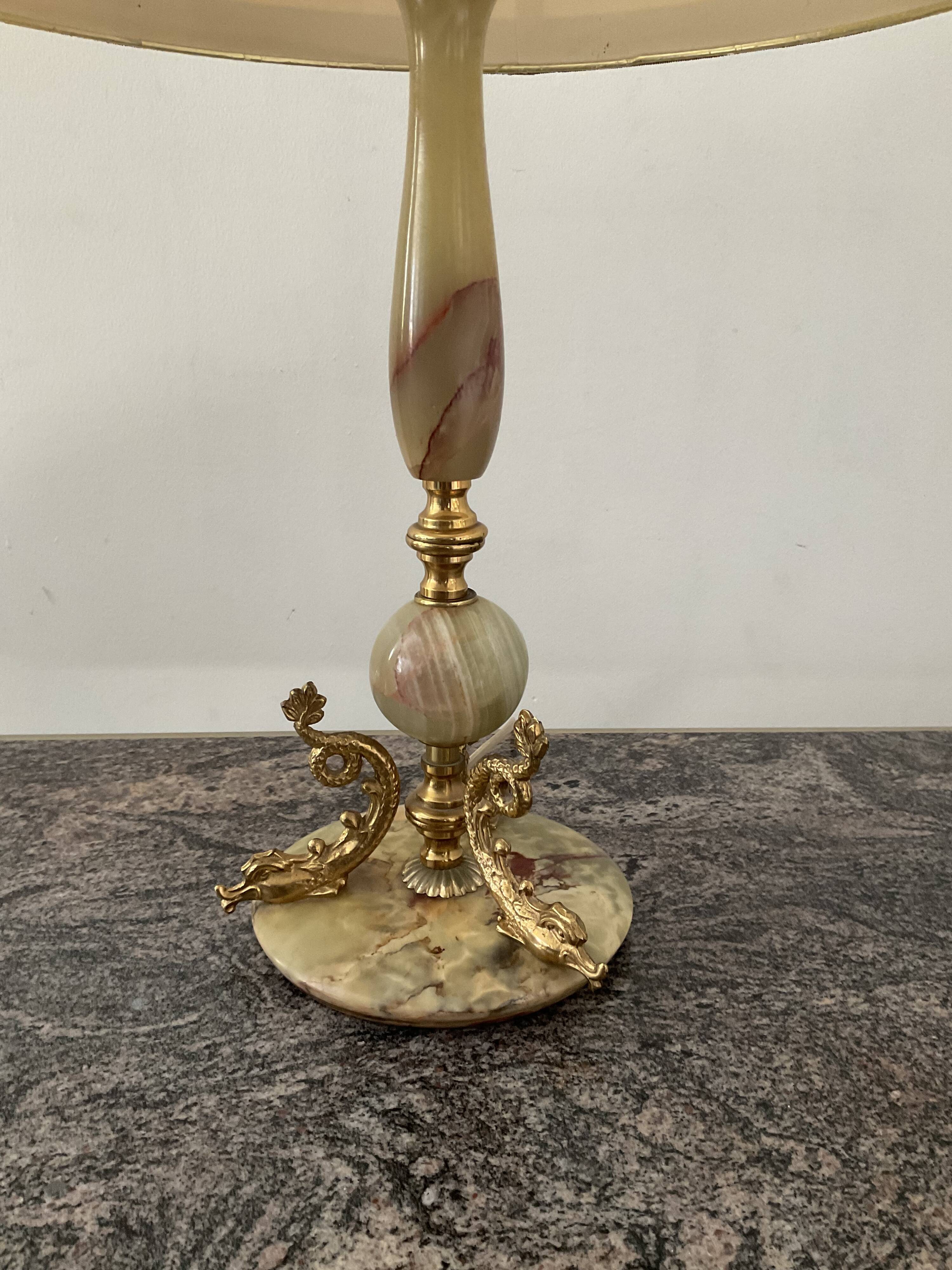 Lamp 70s in onyx and brass