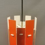 Danish hanging lamp model "Cocktail" consisting of 12 red/white aluminium slats