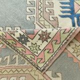 4x7 Oushak Light Green Oriental Vintage Rug, 128x206Cm