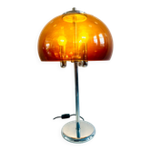Lampe de table champignon chromée des années 1970 avec abat-jour en acrylique, Europe.