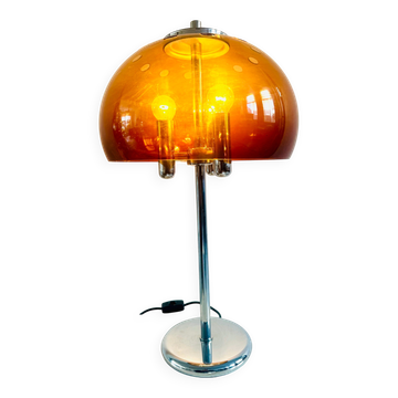 Mid-Century Chromed Mushroom Table Lamp With Acrylic Shade, Europe 1970S