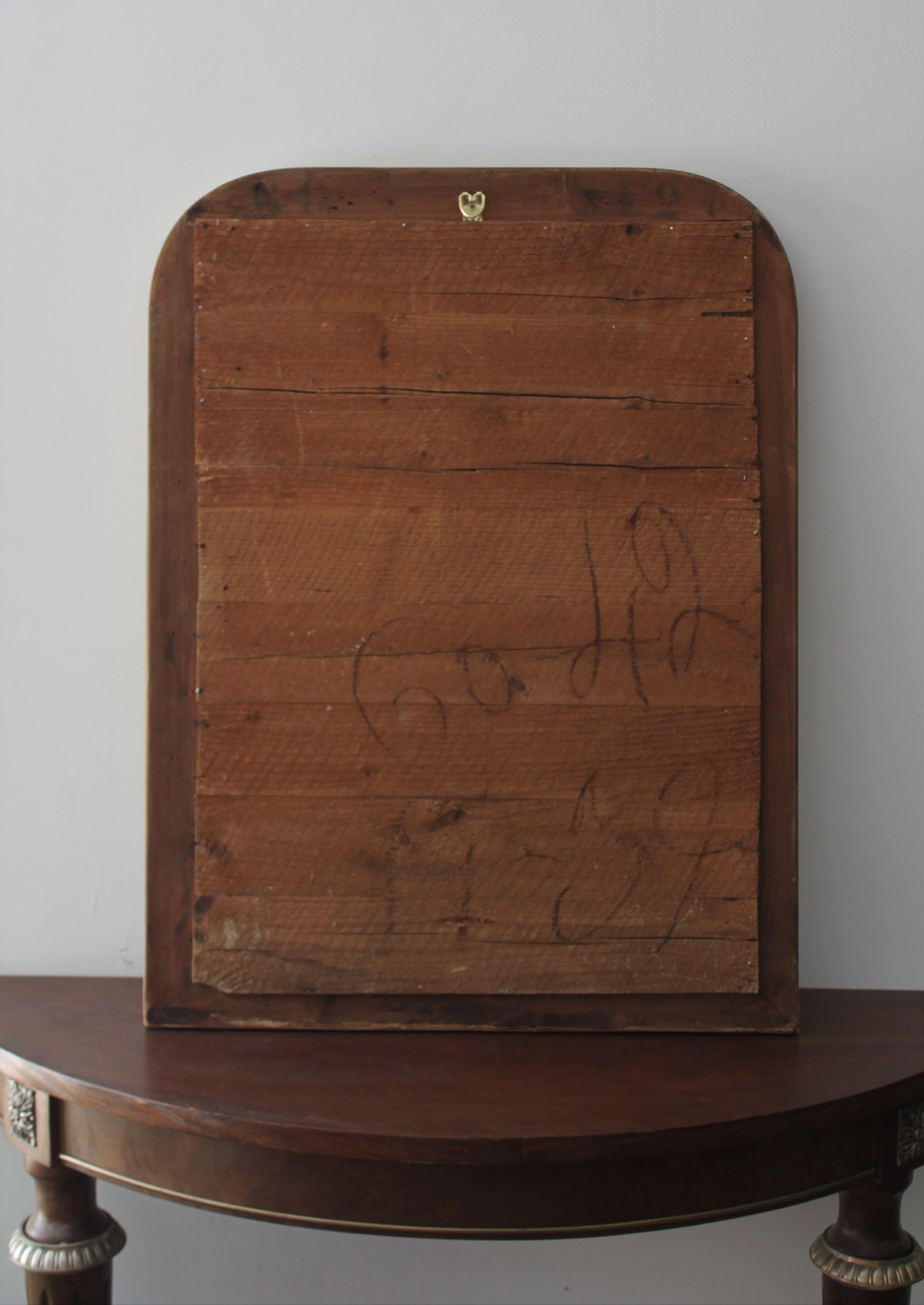 Louis Philippe mirror gilded with gold leaf and original ice dated 1879