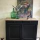 Parisian buffet antique black absolute & wood tray