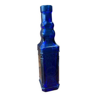 Petite bouteille ancienne bleue cobalt