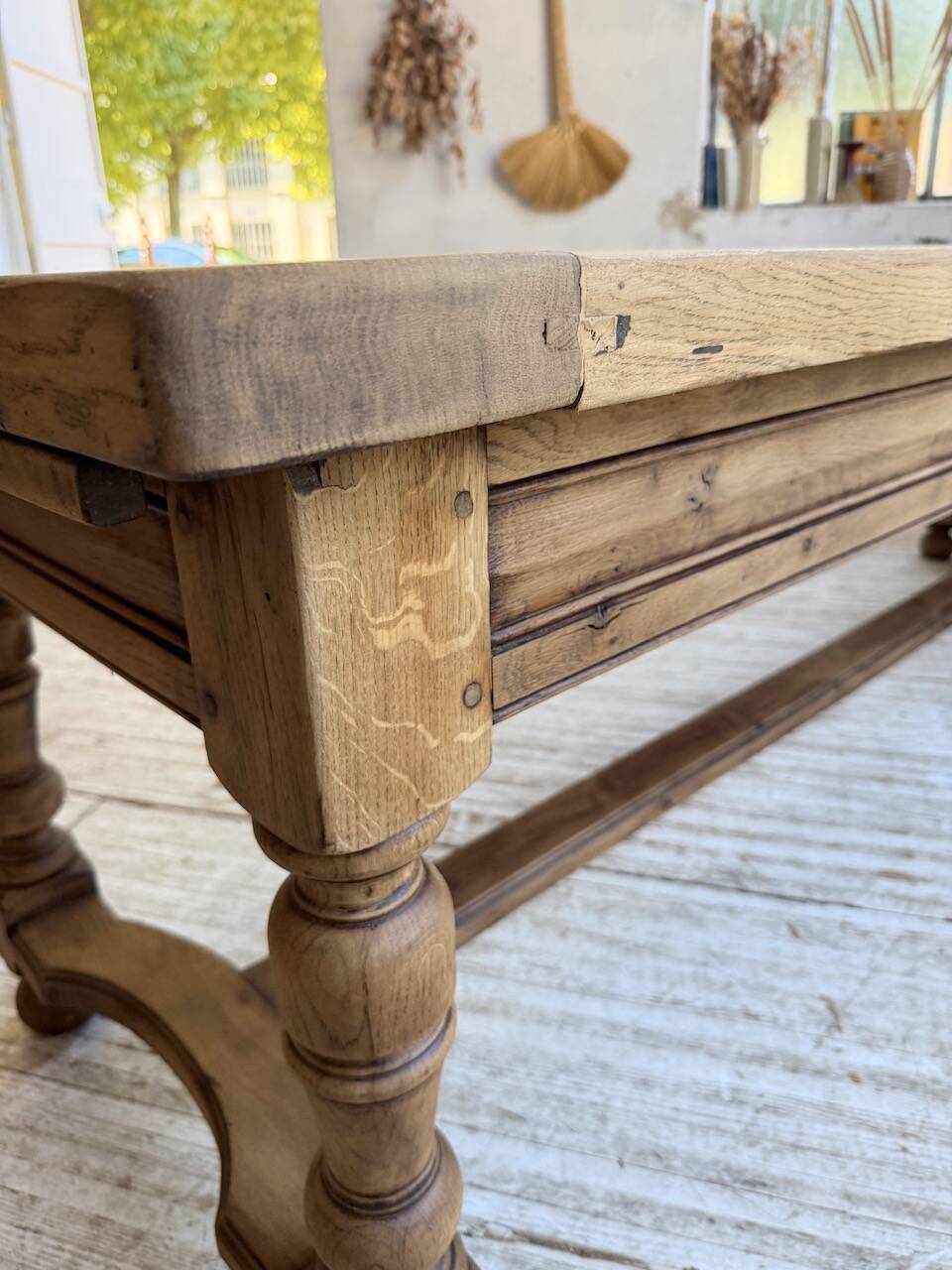 Solid oak drapery farmhouse table 2m5 XL