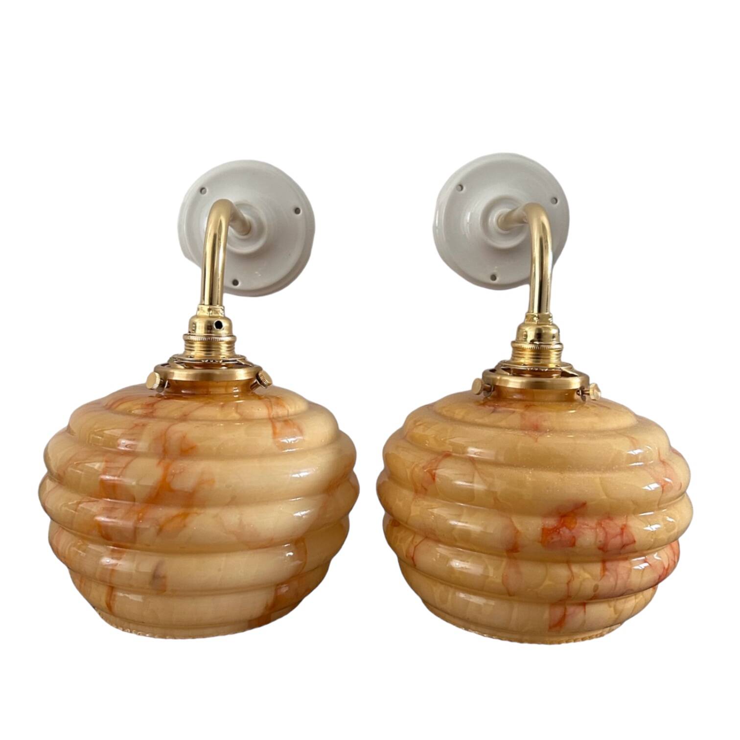 Pair of Art Deco globe wall lights