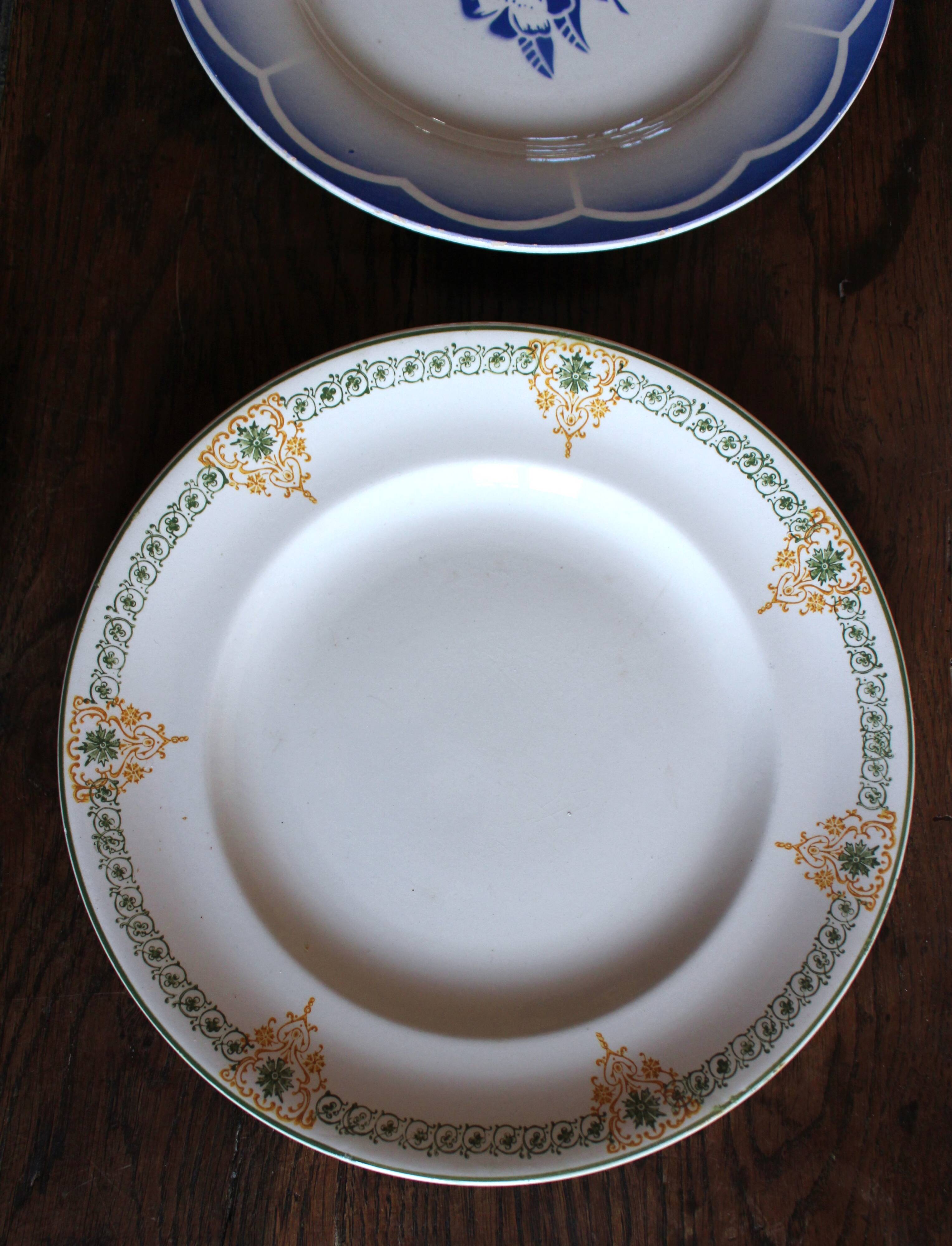 6 mismatched flat plates Fontanges Marsac Longwy Digoin