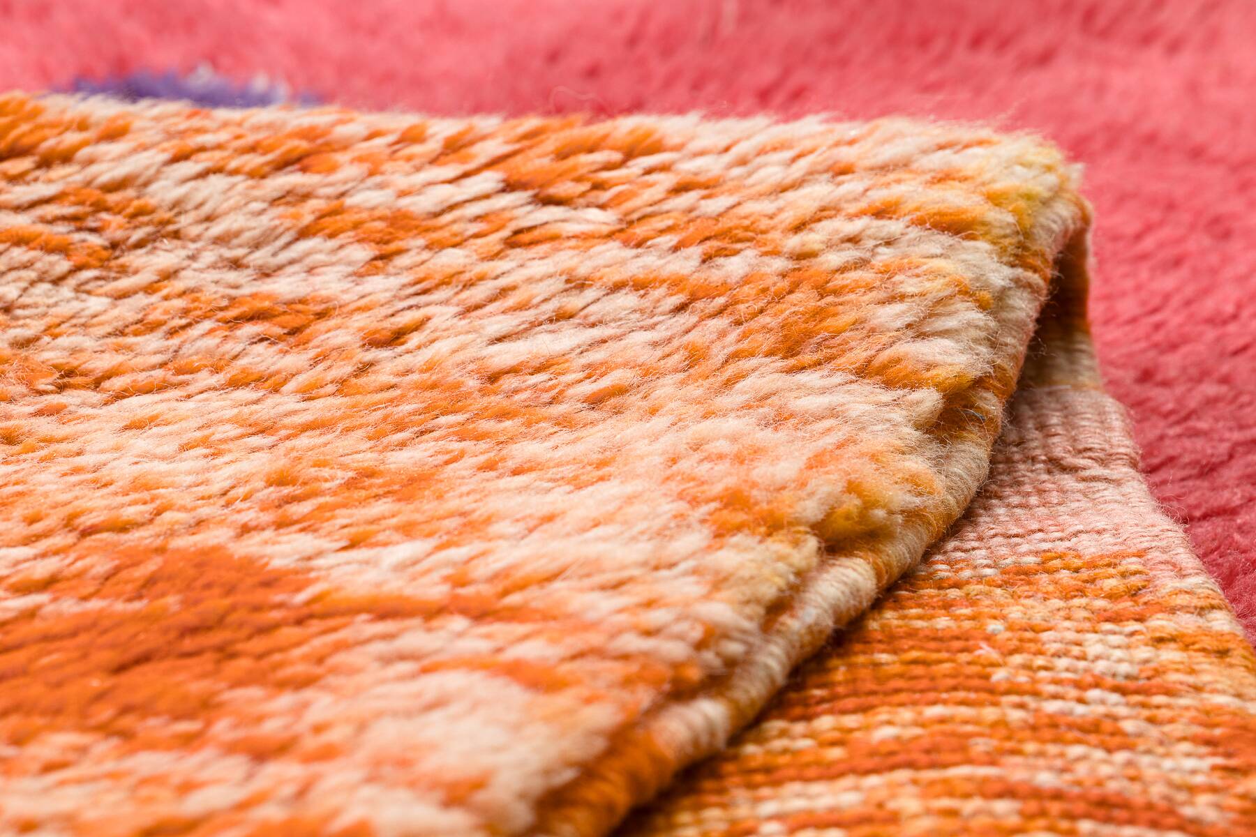 Berber mr4015 beni mrirt handwoven rug from morocco, geometric - red / orange