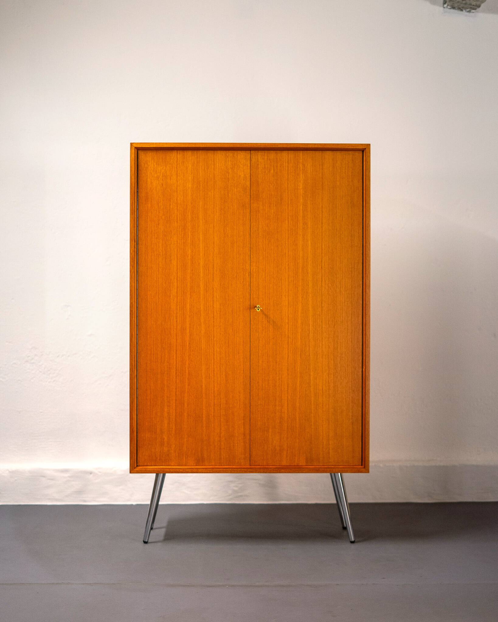 Mid Century Teak and Steel Wardrobe by Franz Meyer Möbel, 1960's, Germany