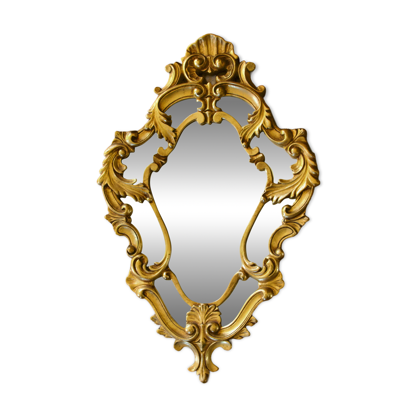 Antique Baroque mirror with gilded metal panels