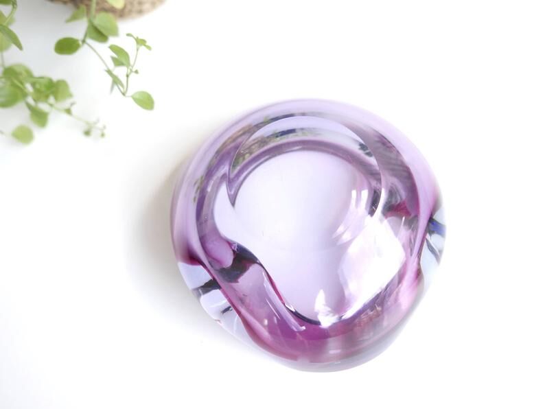 Vide poche Murano en verre rose et violet, années 50