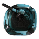 Ashtray signed by André Chaudemanche at Mezeray in Malicorne clay.