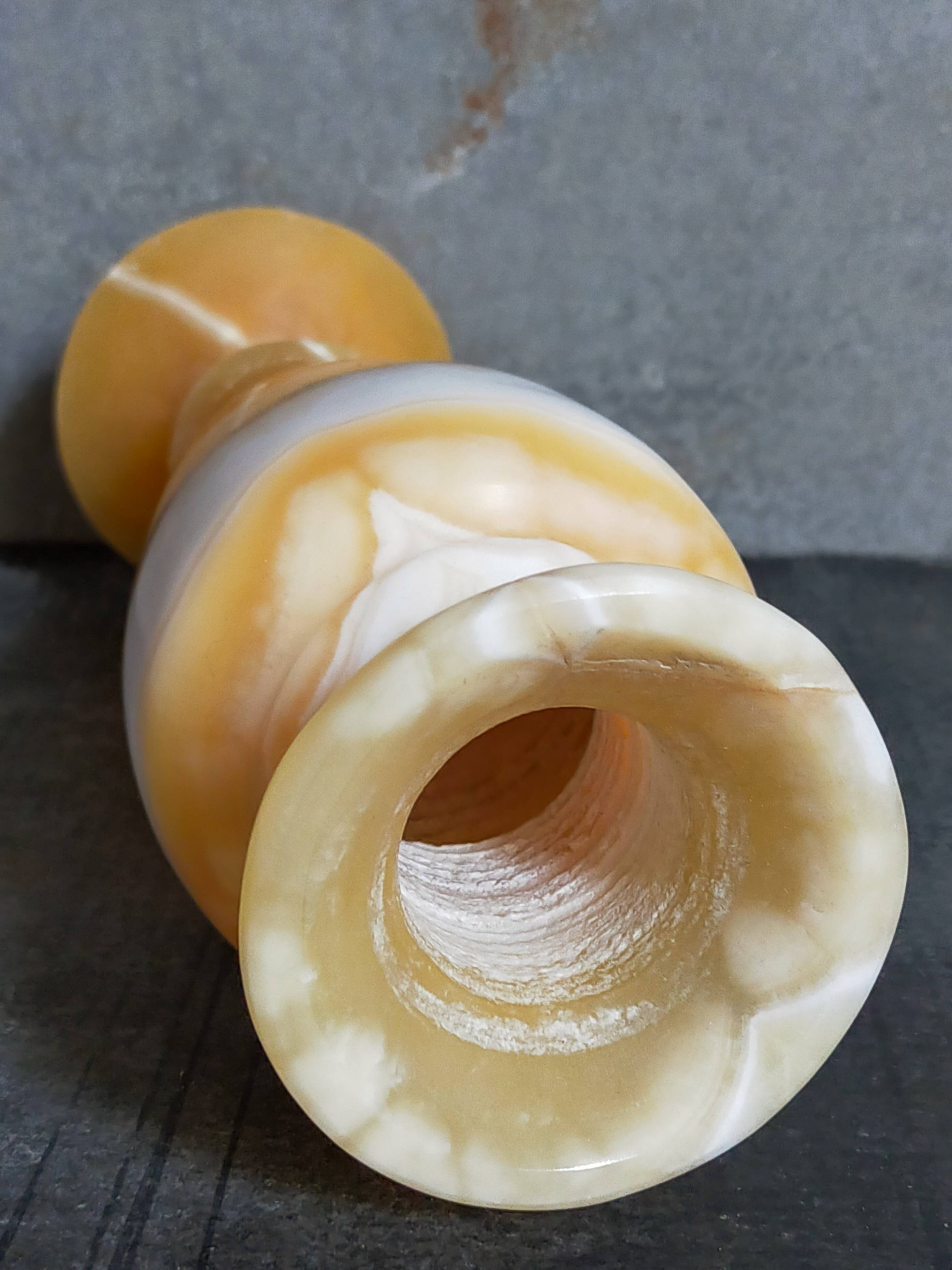 Baluster vase in real vintage honey onyx stone 25 cm