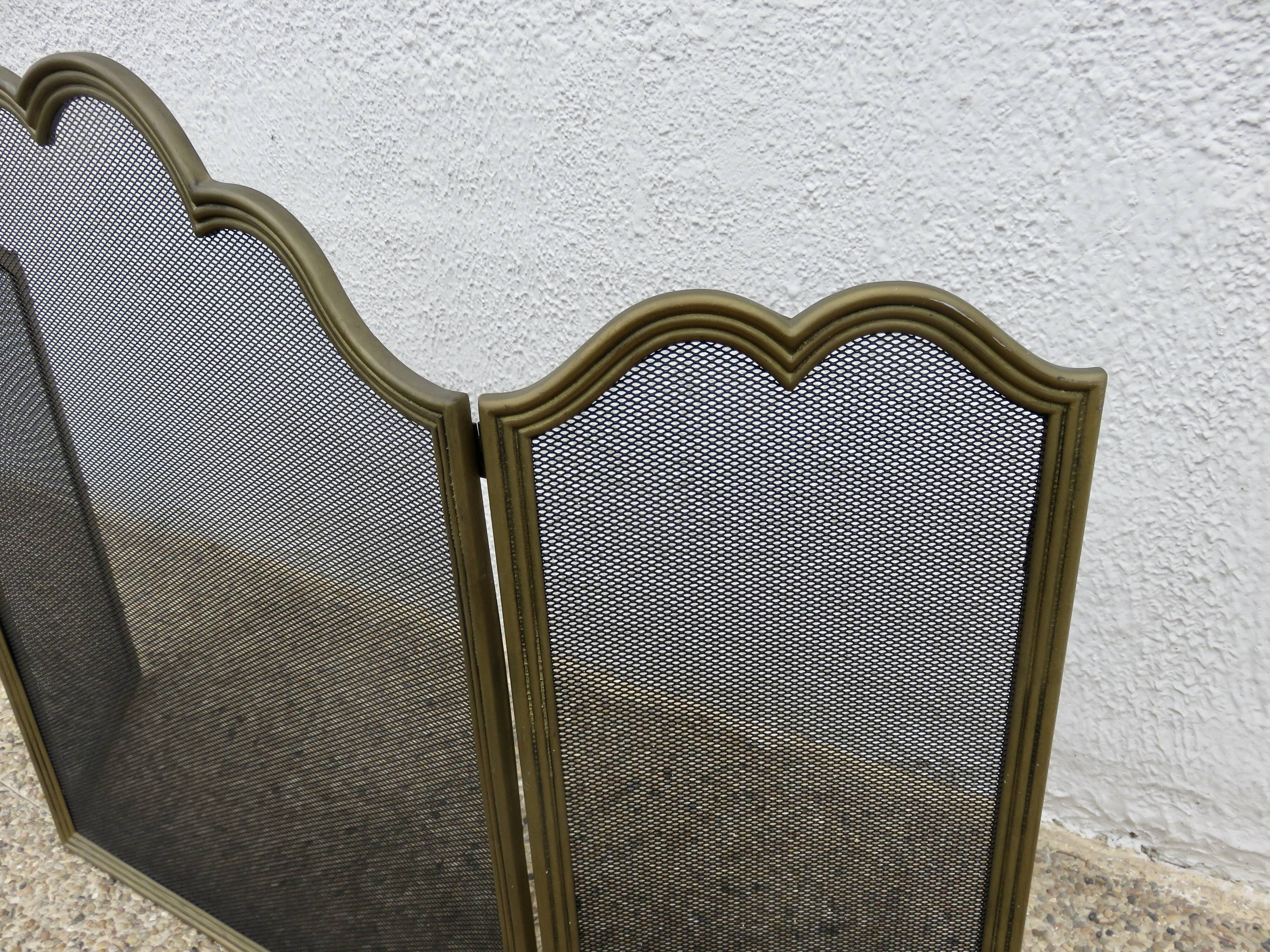 Fire screen, spark guard for fireplace "made in Italy" 3 panels in brass 70