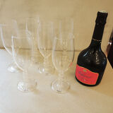 6 champagne flutes in blown glass