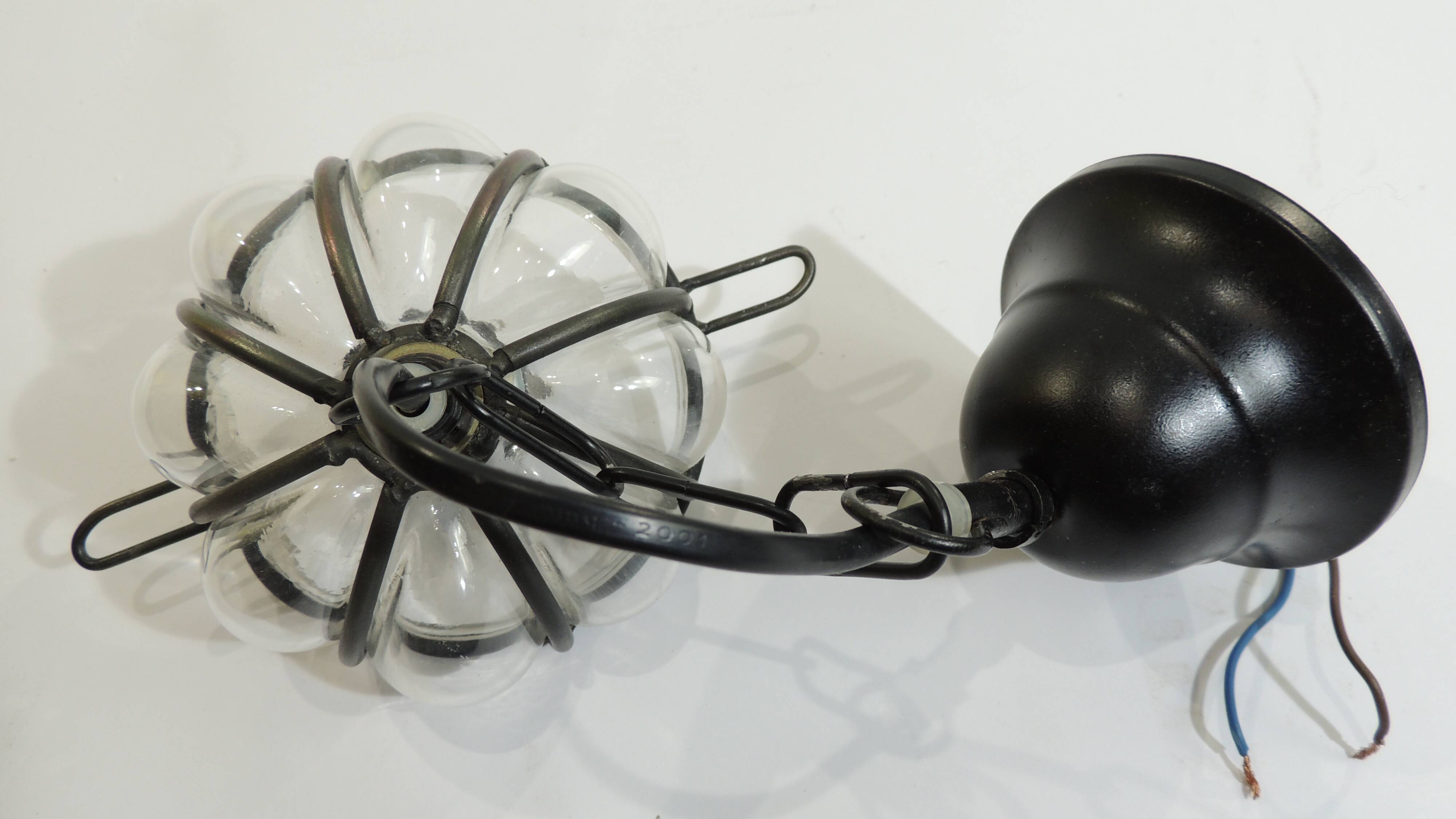 Vintage blown glass lantern suspension in Venetian style, evoking the