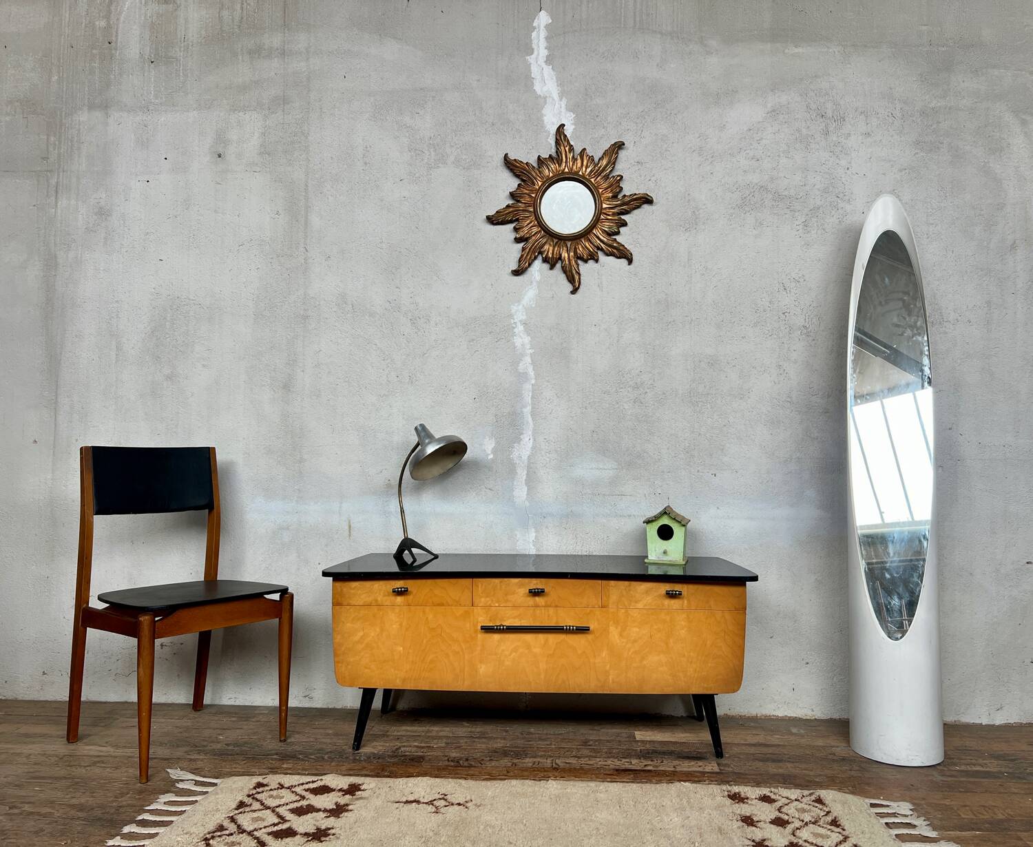 Two-tone vintage TV cabinet sideboard