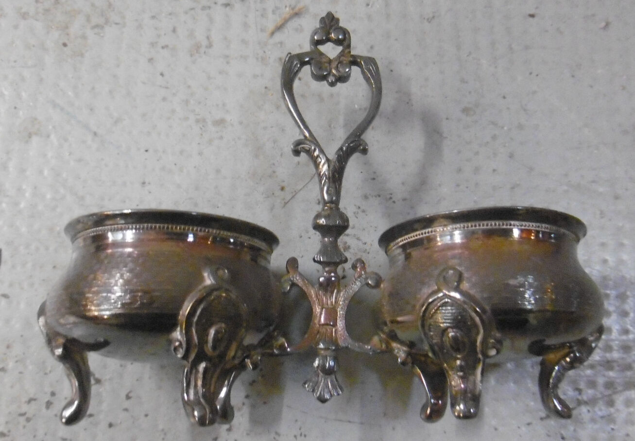 Silver metal table salters - boulenger paris hallmark