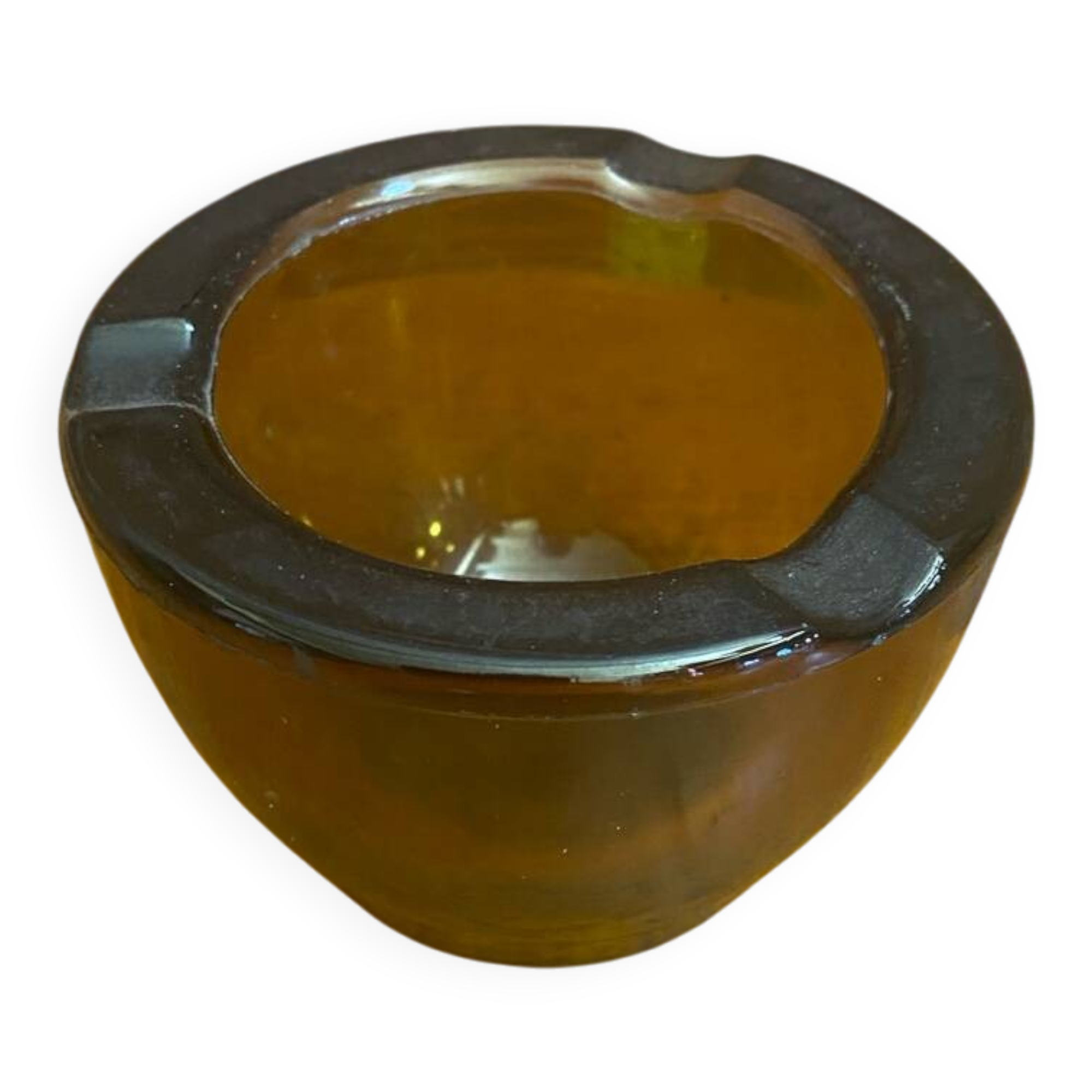 Antique Ashtray Glassware BRUSH Old Rouen Molded Glass France Vintage