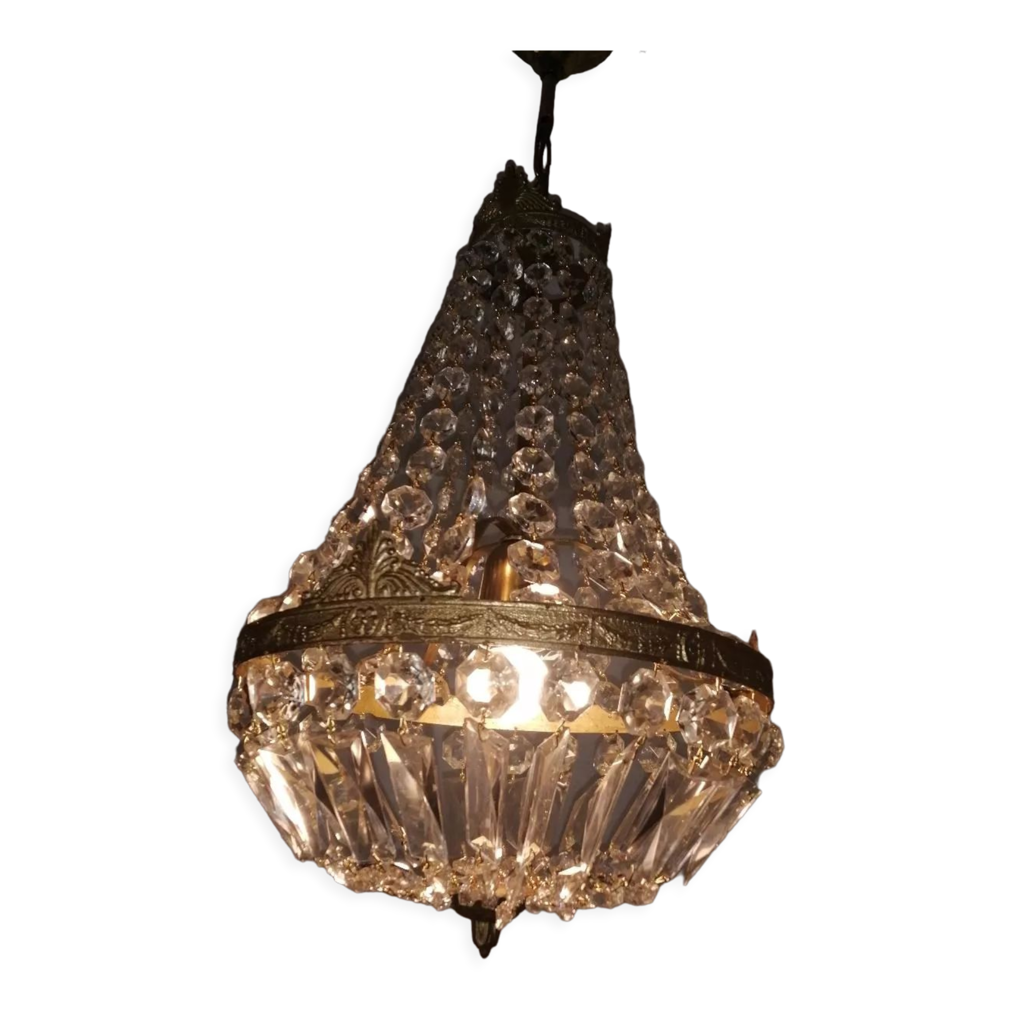 Balloon chandelier in bronze and crystal