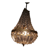 Lustre montgolfière en bronze et cristal