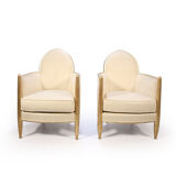 Pair of French Art Deco Armchairs in Parcel Gilt wood