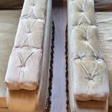 2 fauteuils en velours kaki